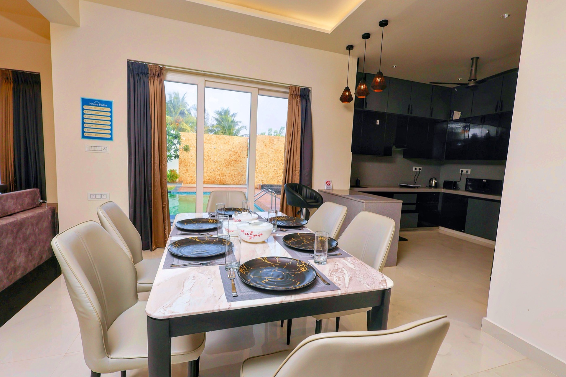 Lumina Beach Villa — dining and kitchen